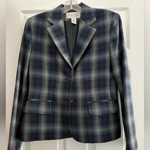 Evan Picone vintage wool blazer, dark blue/cream, excellent condition, women's s